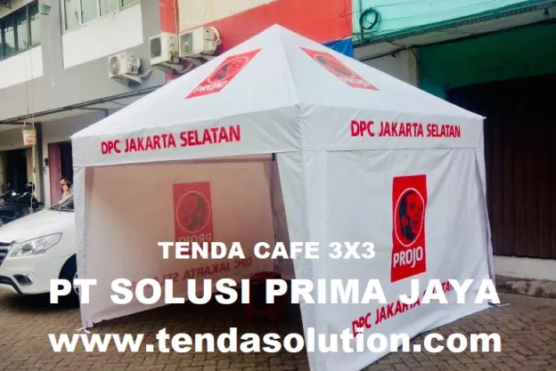 TENDA CAFE 3X3 BRANDING DPC JAKARTA SELATAN, DILENGKAPI 3 SISI DINDING CUSTOME cafe_3x3