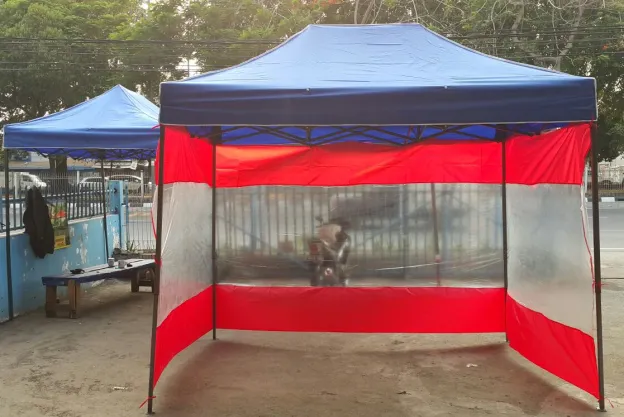 TENDA LIPAT 2 x 3 + 3 SISI DINDING TERPAL BAHAN POLISTER PABRIKASI dinding_tenda_lipat