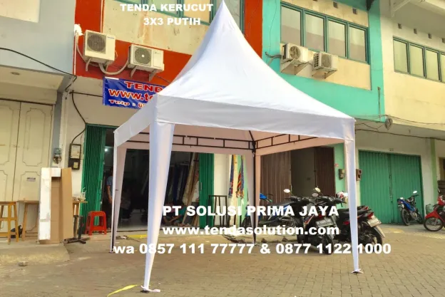 TENDA KERUCUT 3X3 STANDART BAHAN TERPAULIN 410 GSM PUTIH kerucut_3x3_dobeldack