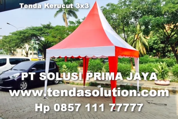 TENDA KERUCUT 3X3 EVENT KOMBINASI TENDA TERPAL MERAH PUTIH  kerucut_3x3_merah_putih