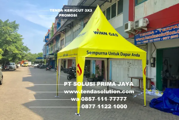 TENDA KERUCUT 3X3 PROMOSI BRANDING WINN GAS. kerucut_win_gas