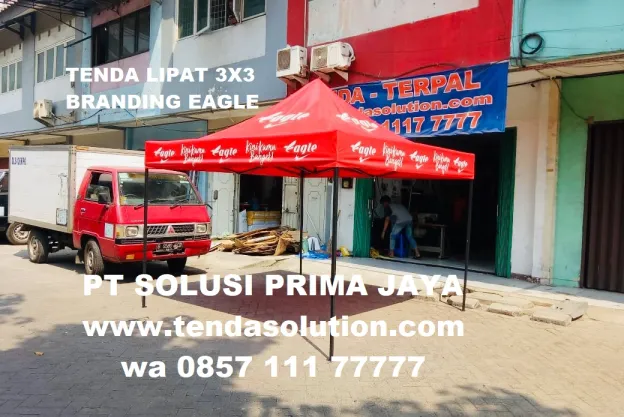 TENDA CUSTOM TENDA LIPAT 3X3 DIGITAL PRINTING BRAND EAGLE DENGAN BAHAN PVC 410 GSM lipat_3x3_eagle