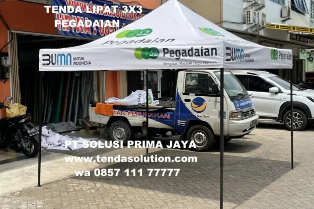 TENDA LIPAT 3X3 PROMOSI BRANDING PEGADAIAN lipat_pegadaian