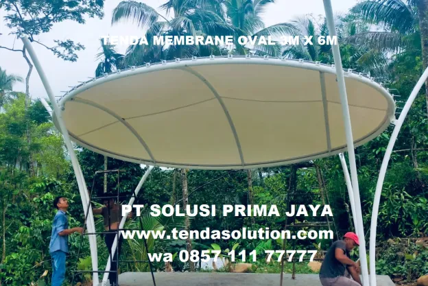 TENDA MEMBRANE DESIGN OVAL 3M X 6M LOKASI WISATA<br>PURBALINGGA - JAWA TENGAH membrane_oval_purbalingga