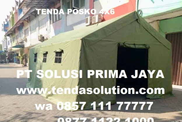 TENDA POSKO 4M X 6M BAHAN TERPAL POLISTER D300 HIJAU ARMY posko_4x6_hijau_army
