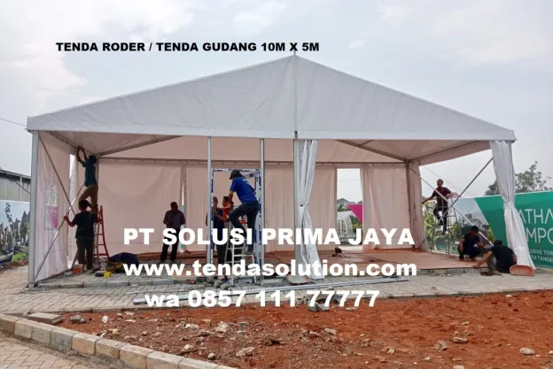 TENDA RODER TENDA GUDANG 10M X 5M BAHAN PVC 850 GSM <br>BLOCKOUT, LOKASI REMPOA TENGERANG roder_10x5