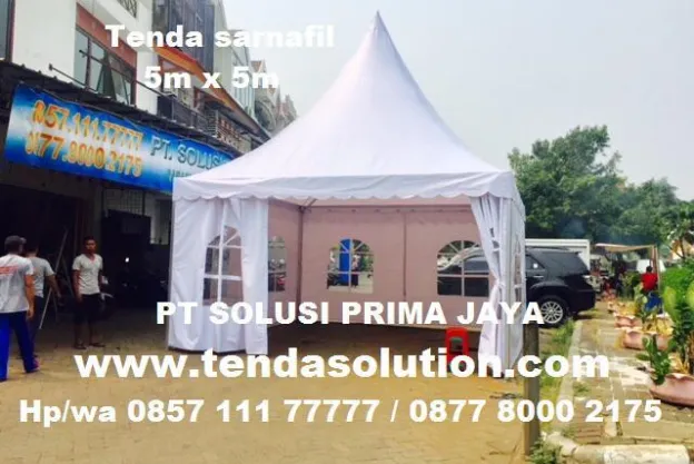 TENDA SARNAFIL 5M X 5M, RANGKA ALUMUNIUM, BAHAN TERPAULIN PUTIH sarnafil_5x5_putih