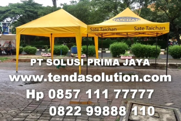 TENDA CAFE PIRAMIDE GAZEBO 3X3 TERPAULIN KUNING  tenda_cafe_dan_tenda_lipat