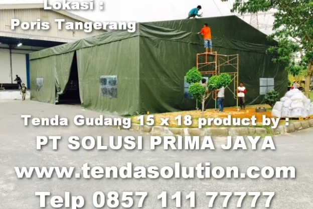 TENDA POSKO UNTUK TENDA GUDANG PABRIK PORIS TANGERANG DENGAN TERPAULIN UNO 550 GSM tenda_gudang_poris_tangerang