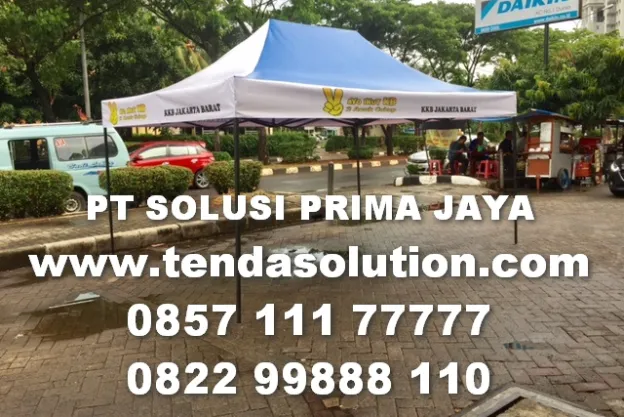 TENDA LIPAT 3X4,5 CUSTOM KOMBINASI 2 WARNA BRANDING KKB tenda_kantor_kkb