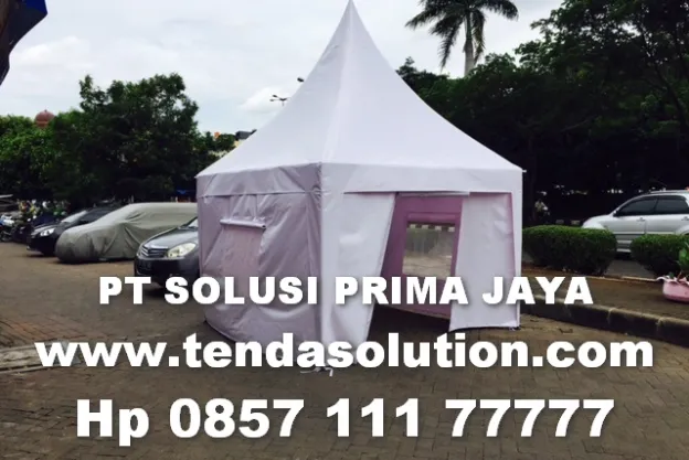 TENDA KERUCUT 3X3 EVENT BAZAAR DENGAN CUSTOME 4 SISI DINDING TERPAL tenda_kerucut_putih