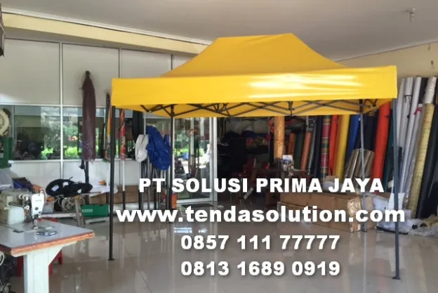 TENDA LIPAT MATIC 2M X 3M BAHAN TERPAULIN KUNING tenda_lipat_2x3