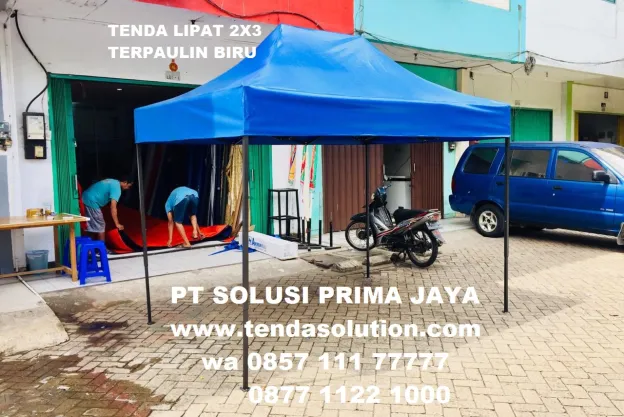 TENDA LIPAT UKURAN 2M X 3M BAHAN 410 GSM BIRU tenda_lipat_2x3_terpaulin_biru