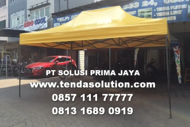 TENDA LIPAT 3M X 4,5M TERPAL TERPAULIN 410 GSM KUNING POLOS  tenda_lipat_3x45