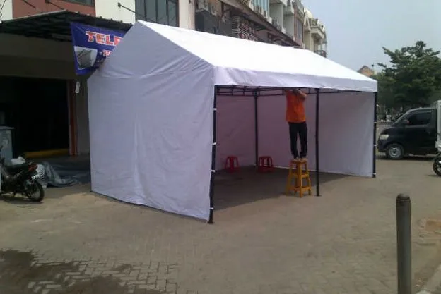 TENDA POSKO 4X6 CUSTOM DENGAN TERPAL TERPAULIN 550 GSM WARNA PUTIH tr03